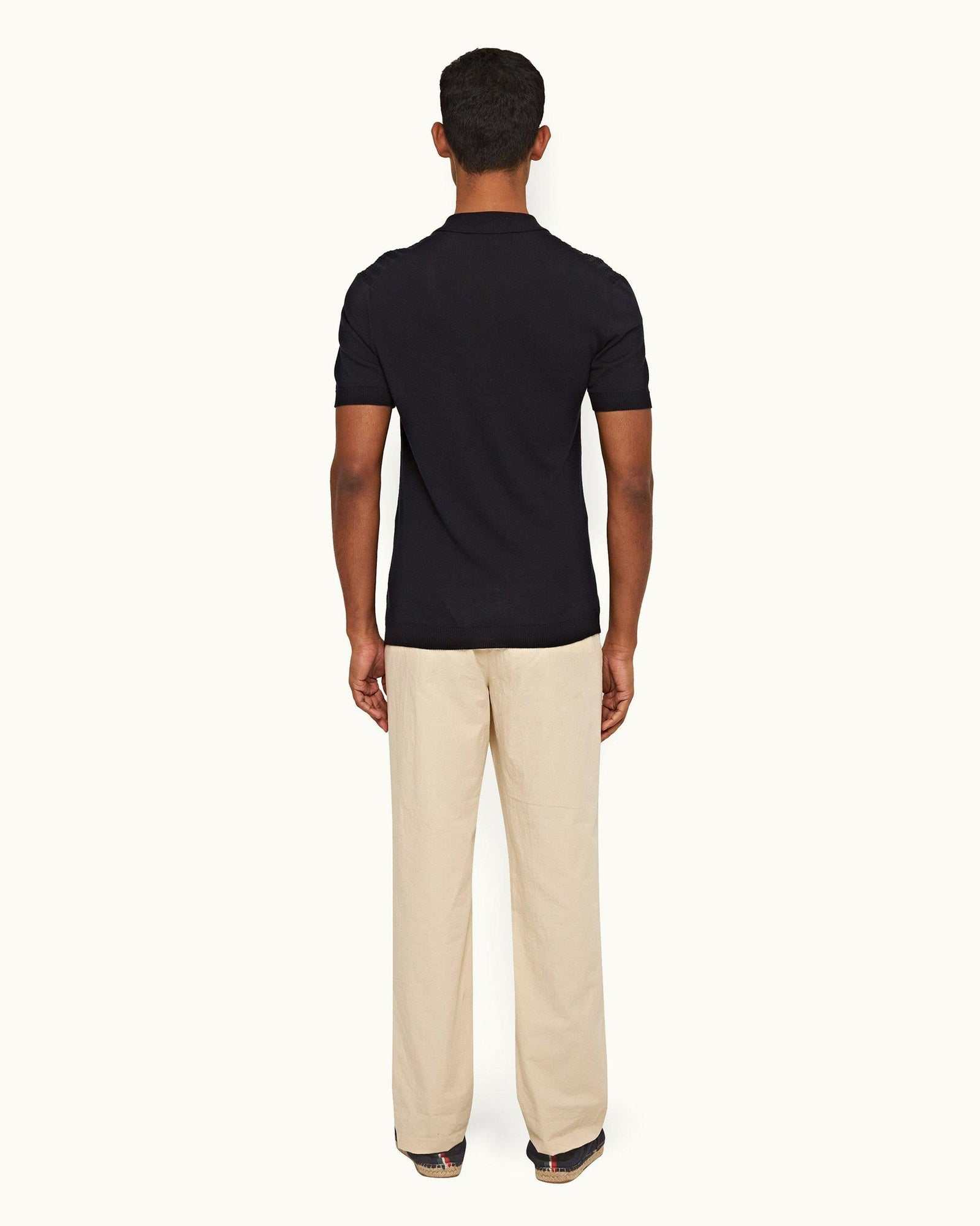 Pebble Easy Fit Single Pleat Laundered Cotton Trousers | Pebble