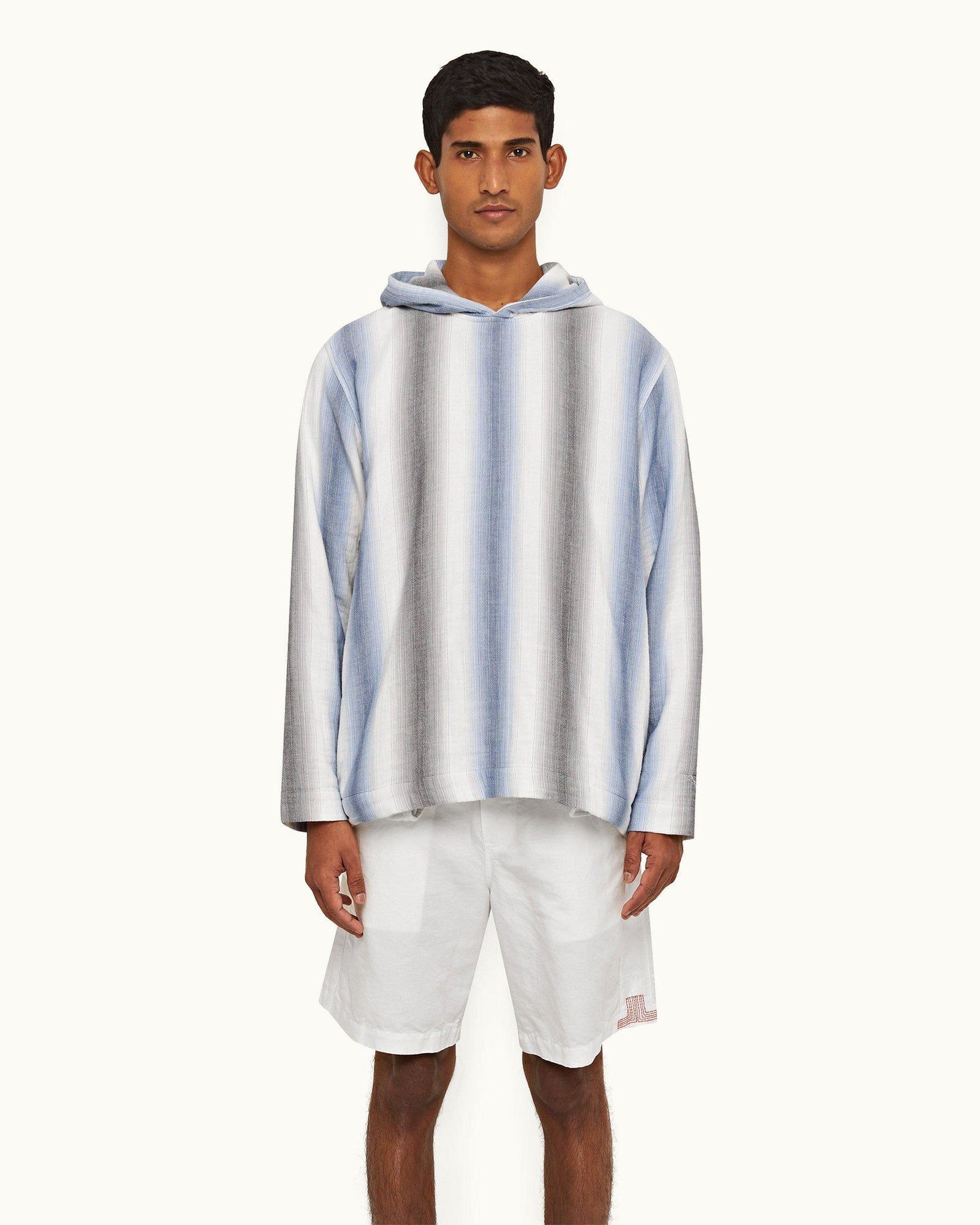 Matchstick/Blue Depths Oasis Stripe Relaxed Fit Hooded Sweatshirt | Matchstick/Blue Depths