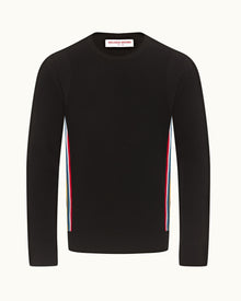 Bryce Black Tailored Fit O.B Stripe Side Seam Jumper | Black