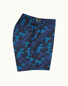 Dark Sapphire Jacquard Mid-Length Swim Shorts | Dark Sapphire