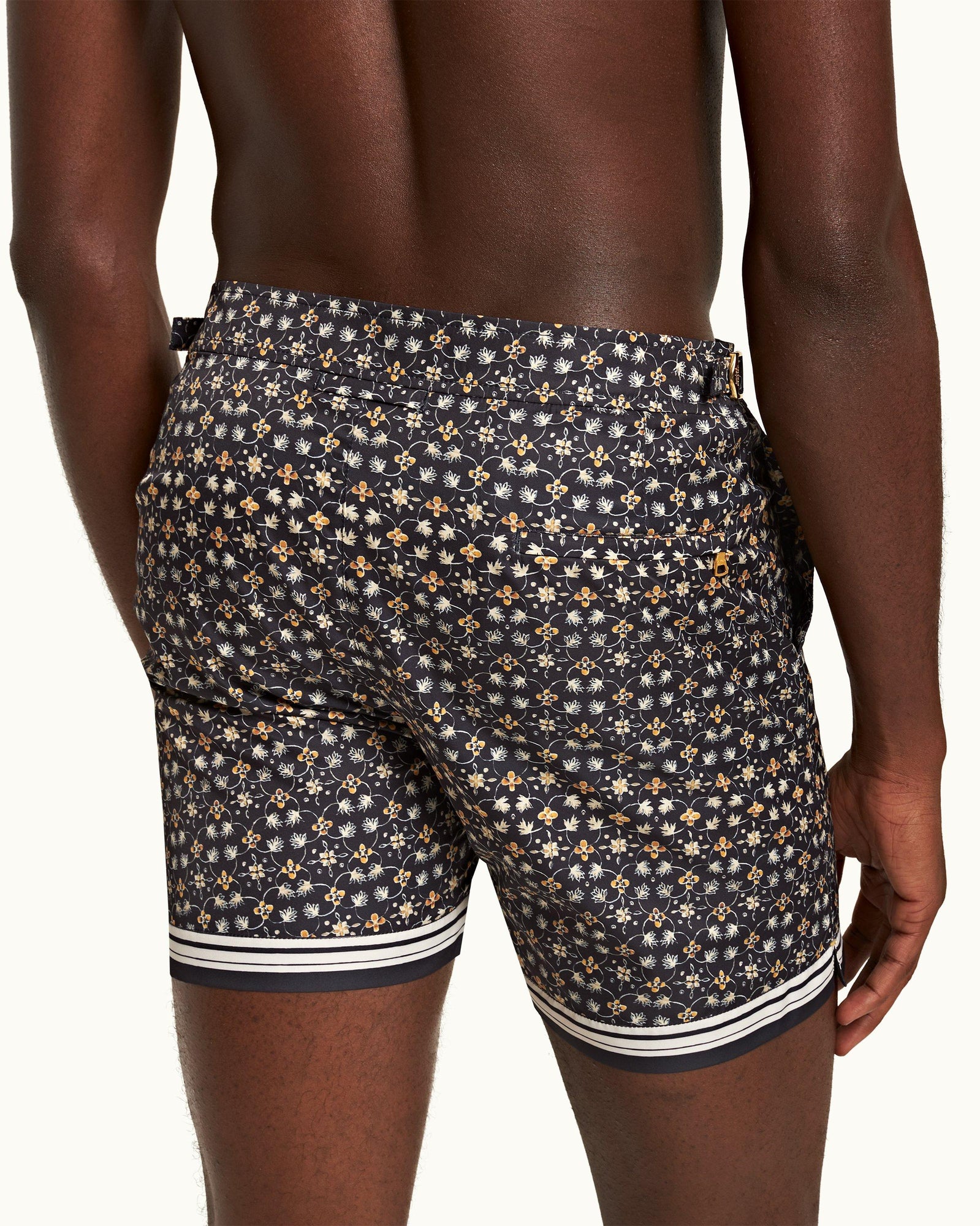 Bulldog Fiore Print Mid-Length Swim Shorts In Night Iris Blue | Night Iris