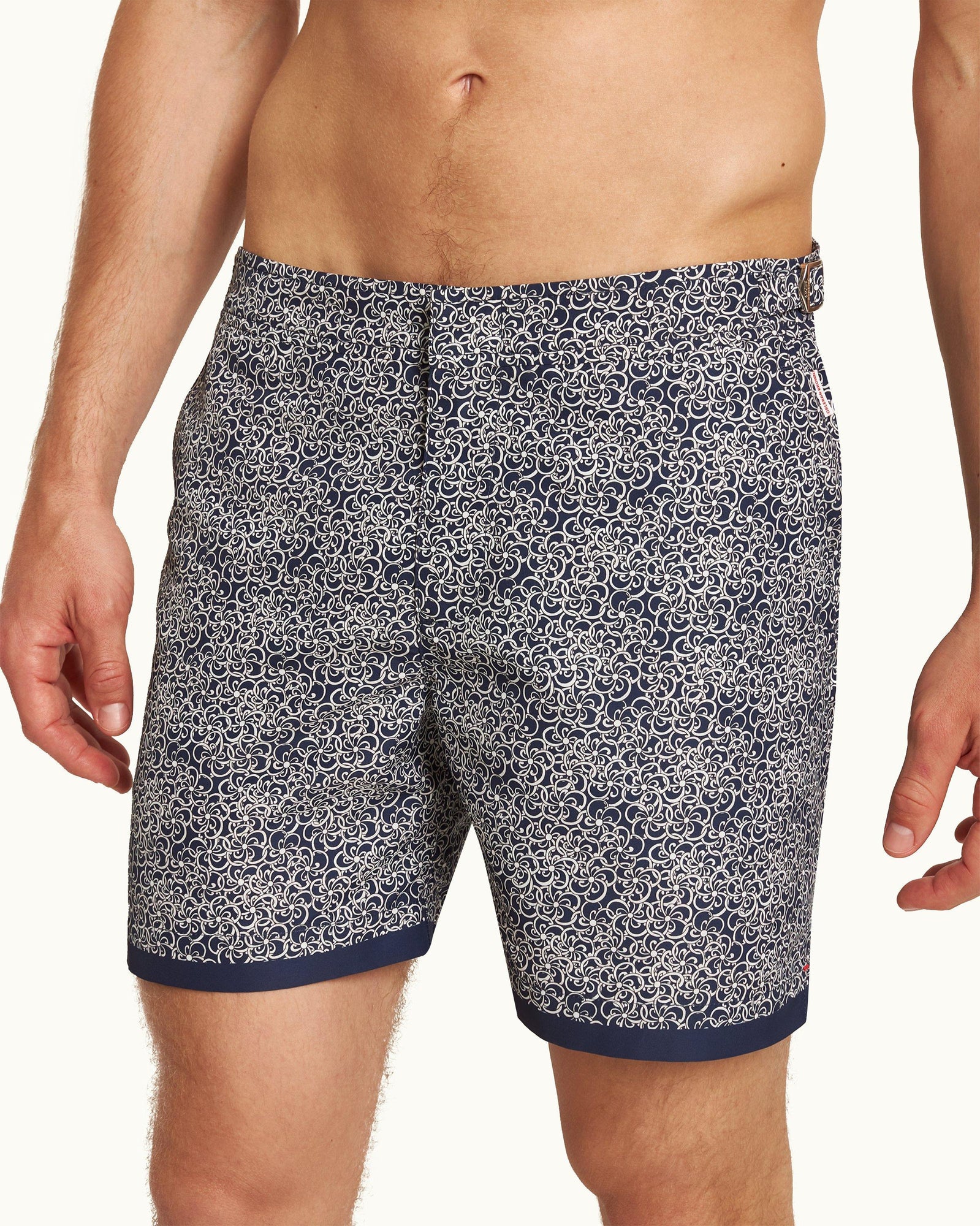 Bulldog Midnight Navy Floral Mid-Length Swim Shorts | Midnight Navy