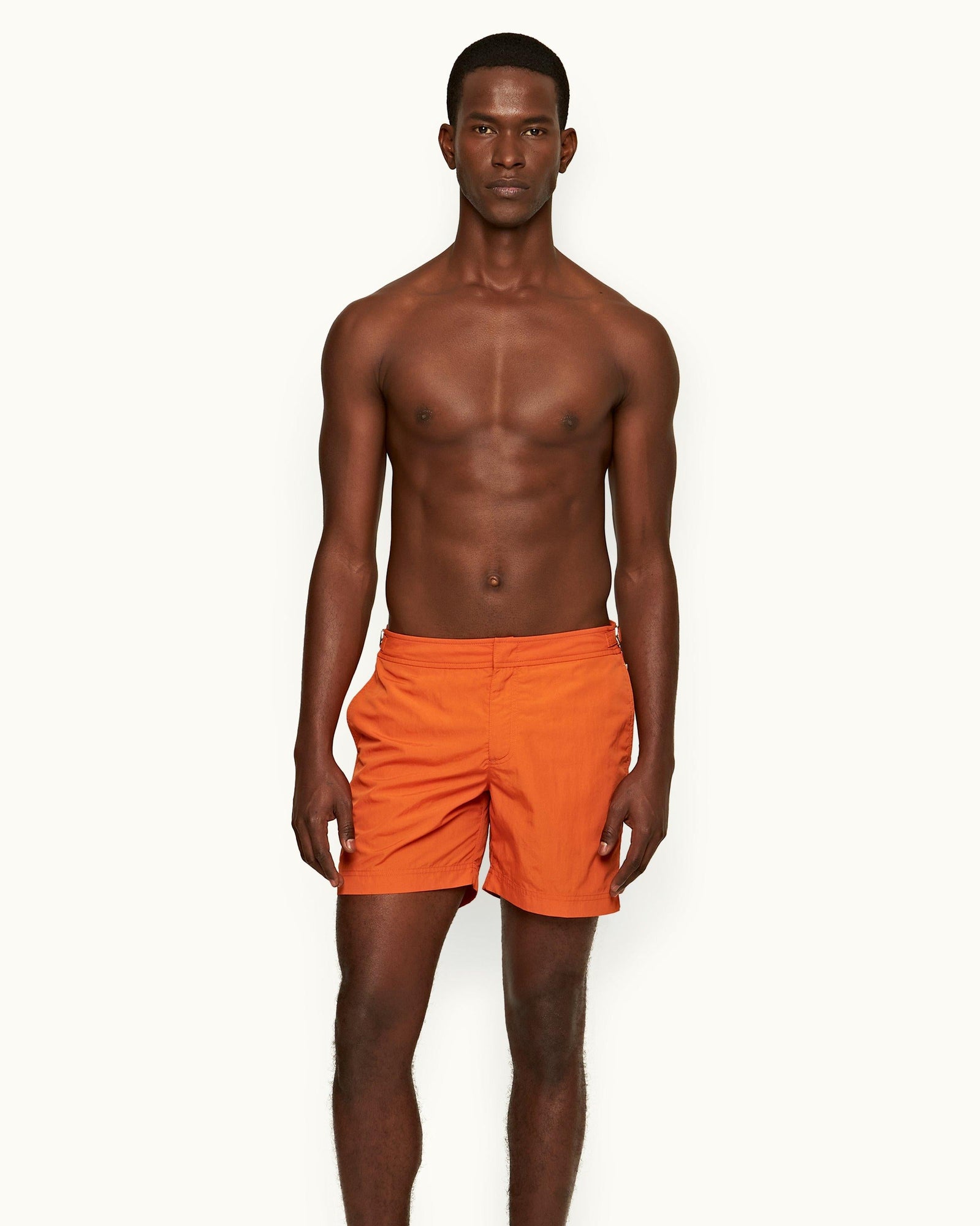 Bulldog Tiger Lily Palm Stripe Tape Mid-Length Swim Shorts | Tiger Lily