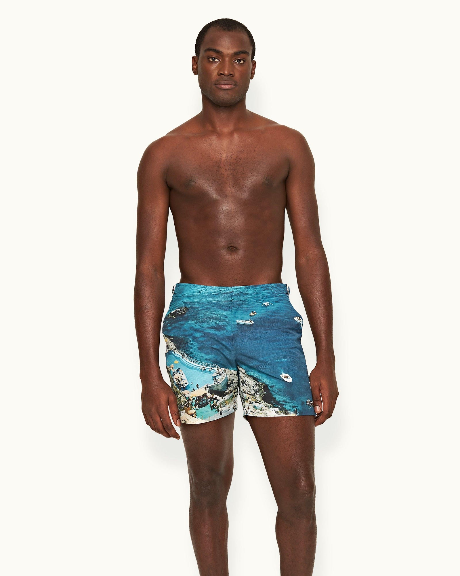 Bulldog Seaside Swimming Photographic Print Mid-Length Swim Shorts | Seaside Swimming