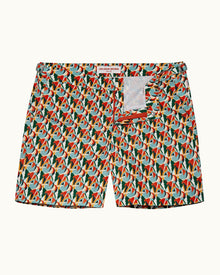 Bulldog Summer Red/Racing Green Reuleaux Print Mid-Length Swim Shorts | Summer Red/Racing Green