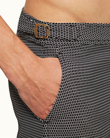 Bulldog X Black/Cloud Mid-Length Jacquard Swim Shorts | Black/Cloud