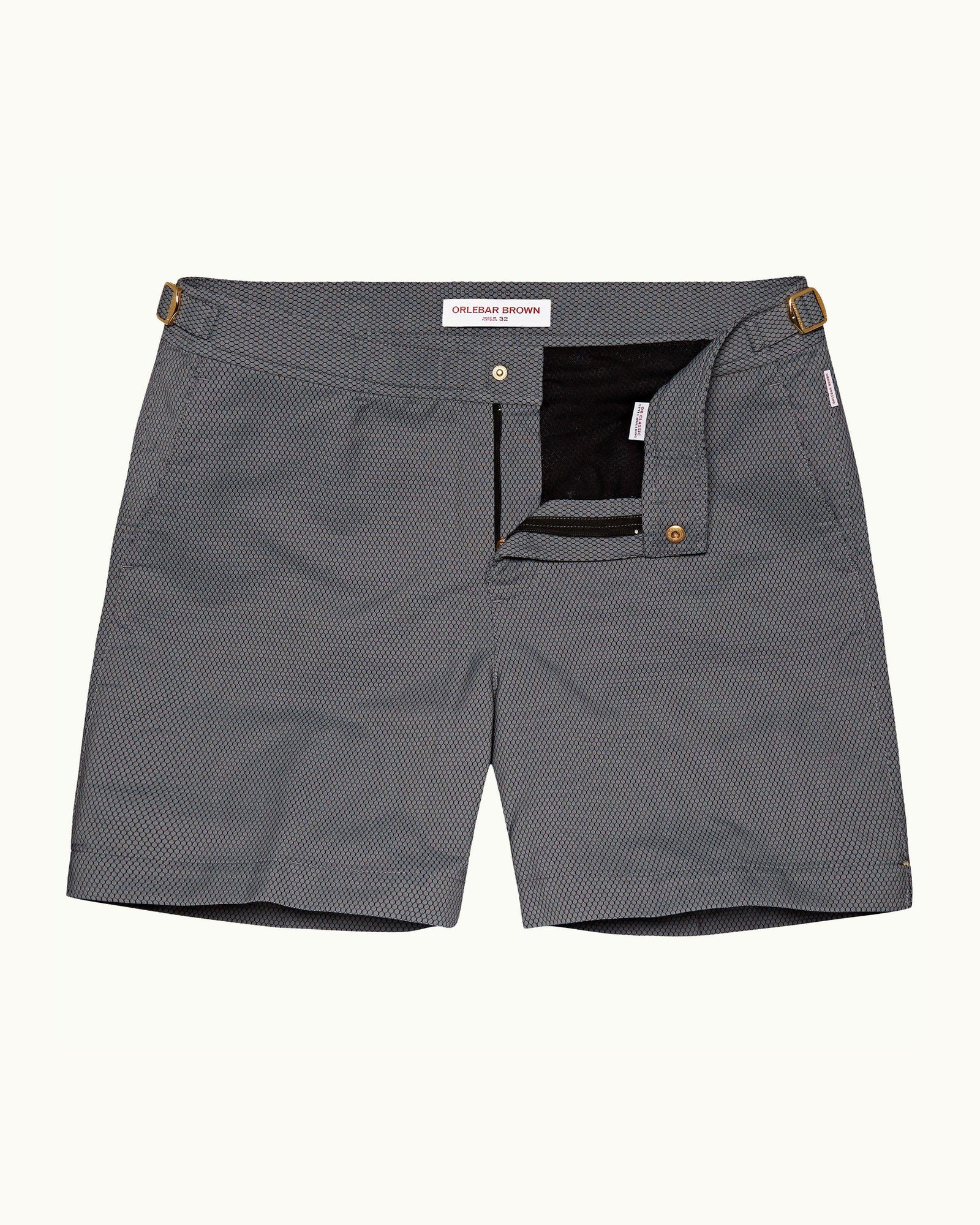 Bulldog X Pewter Honeycomb Jacquard Mid-Length Swim Shorts | Pewter Honeycomb