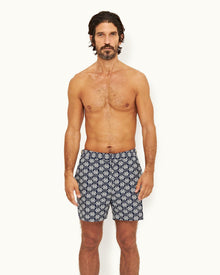 Midnight Navy Jacquard Waypoint Mid-Length Swim Shorts | Midnight Navy