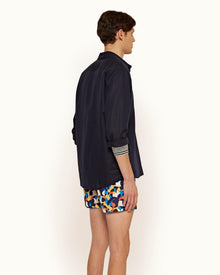 Caspian Linen Ink Overhead Button Placket Linen Blend Shirt | Ink