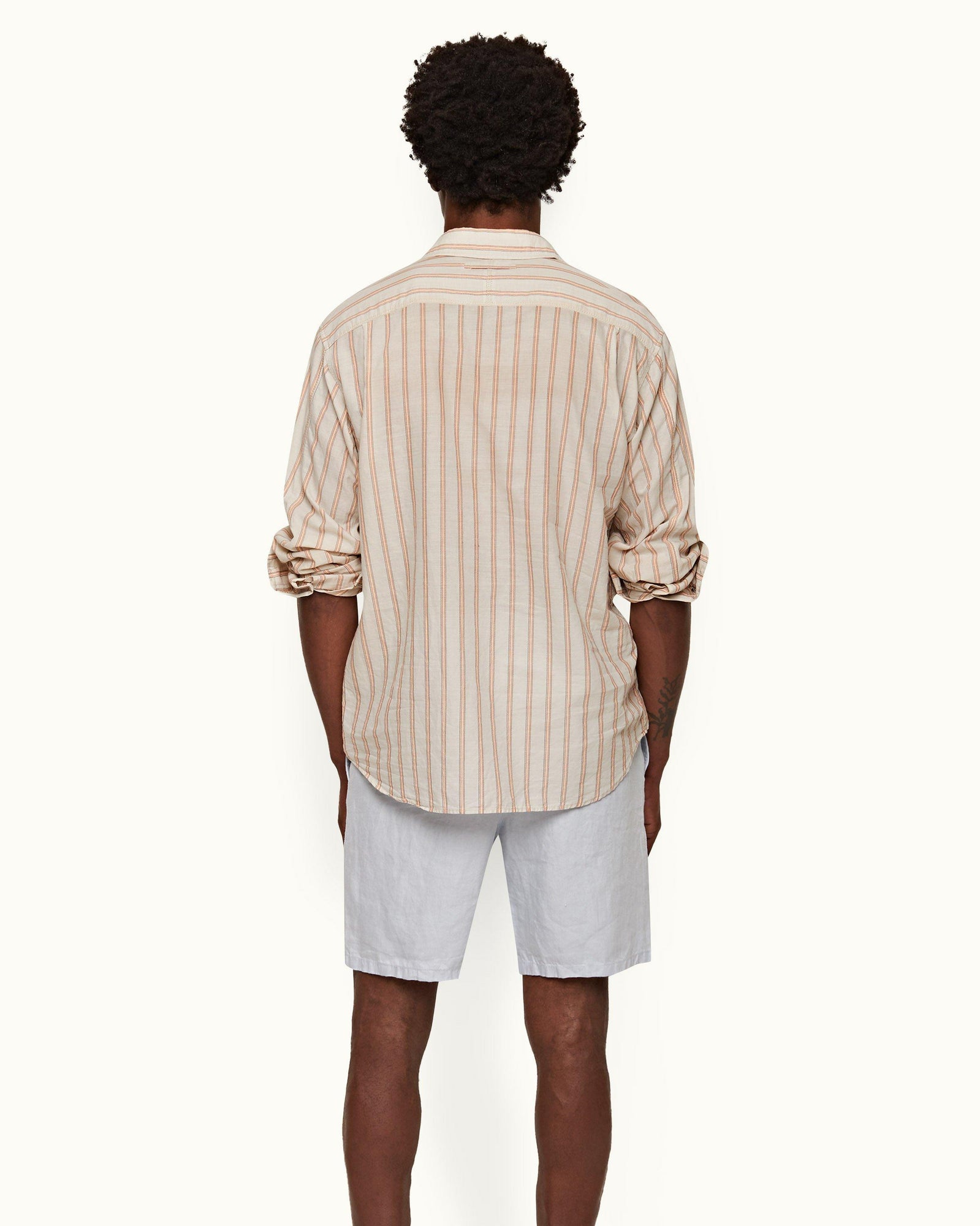 Cornell Linen Light Island Sky Tailored Fit Washed Linen Drawcord Shorts | Light Island Sky