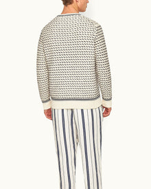 Corrin Azul Blue/Cashew Relaxed Fit Crewneck Mixed Knit Jumper | Azul Blue/Cashew