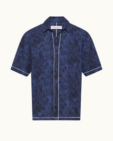 Fielder Midnight Navy Palmed Classic Collar Easy Fit Shirt | Midnight Navy