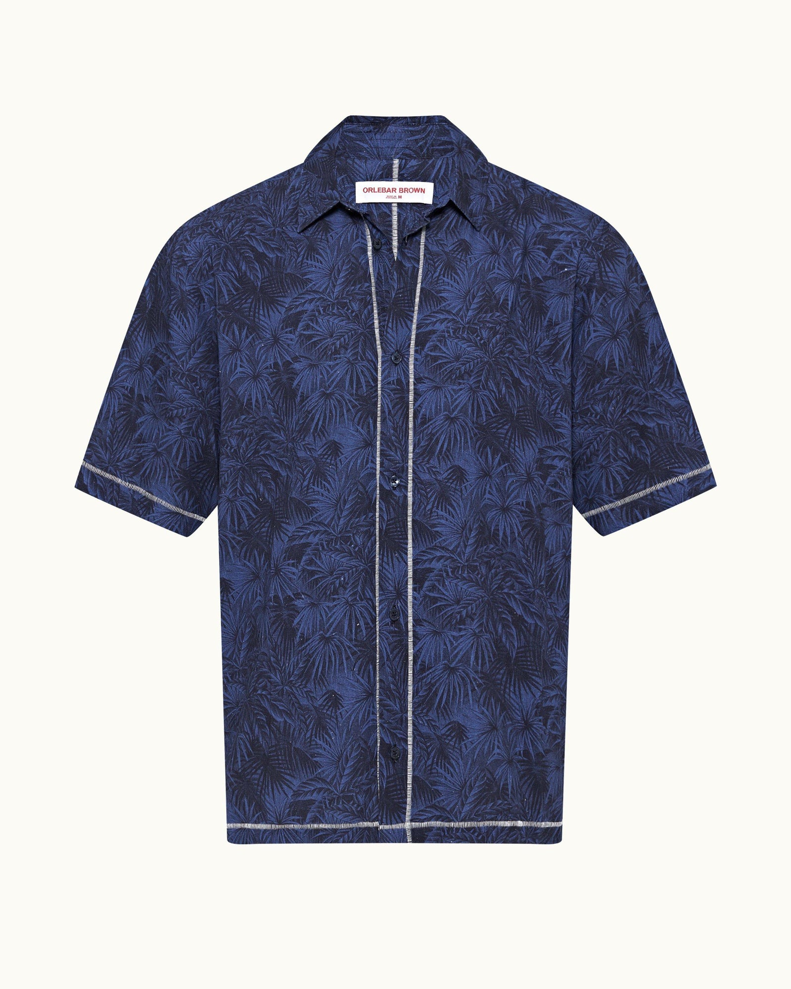 Fielder Midnight Navy Palmed Classic Collar Easy Fit Shirt | Midnight Navy