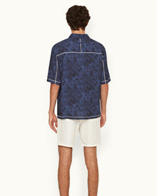 Fielder Midnight Navy Palmed Classic Collar Easy Fit Shirt | Midnight Navy