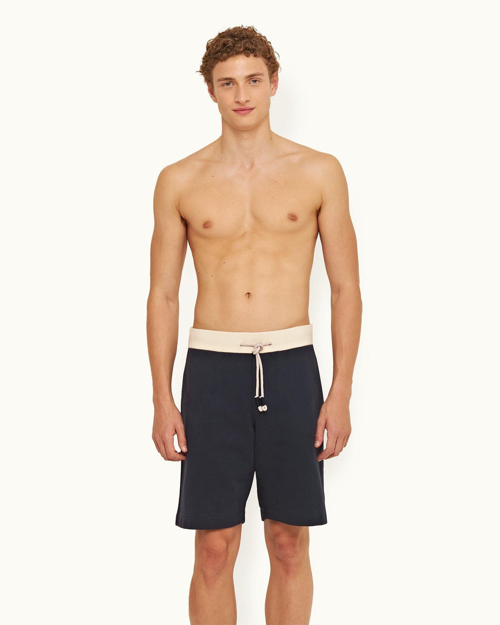 Night Iris Contrast Classic Fit Washed Organic Cotton Sweat Shorts | Night Iris