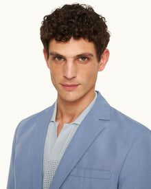 Garret Tailored Fit, Italian Made, Two-Button Unstructured Blazer in Springfield Blue | Springfield Blue