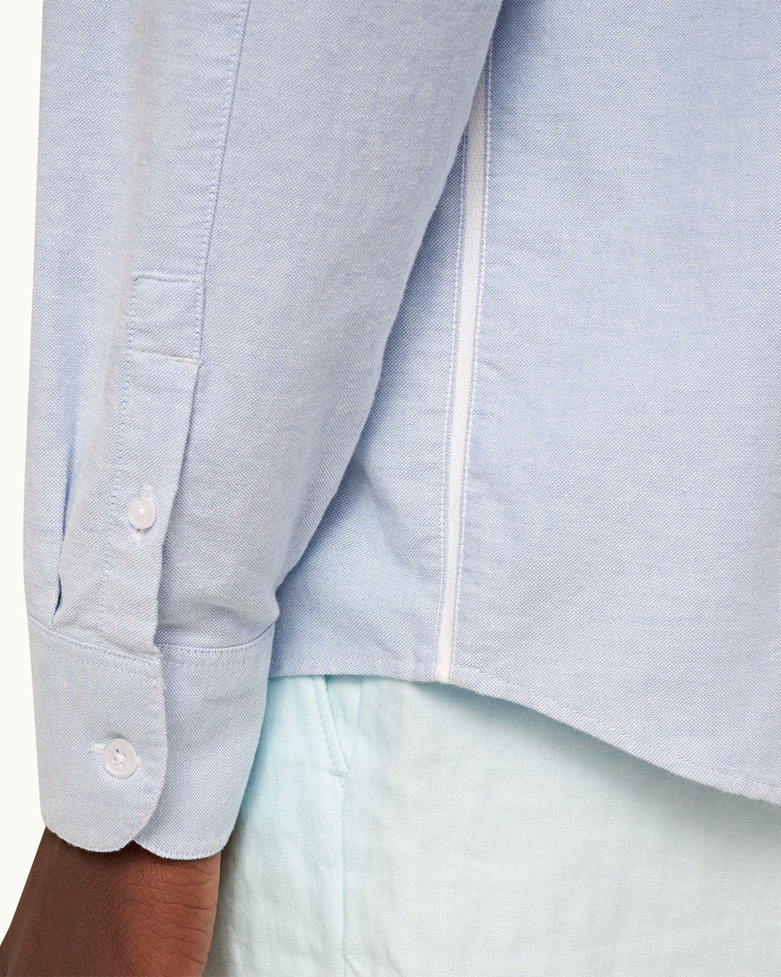 Serenity Blue Relaxed Fit Classic Collar Washed Oxford Cotton Shirt | Serenity Blue