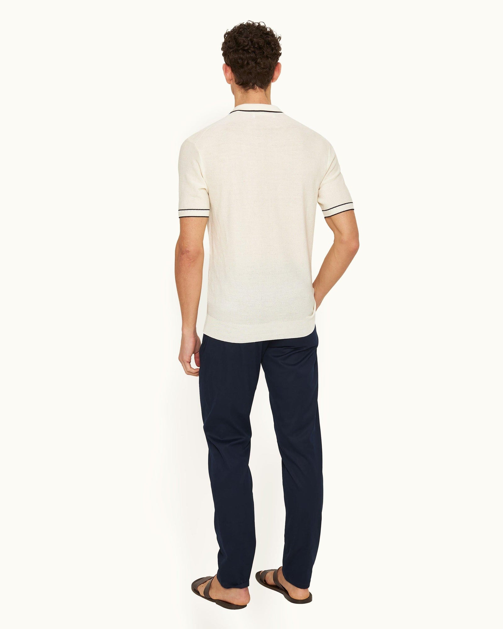 Griffon Silk Tailored Fit Cotton-Silk Trousers In Night Iris Blue | Night Iris