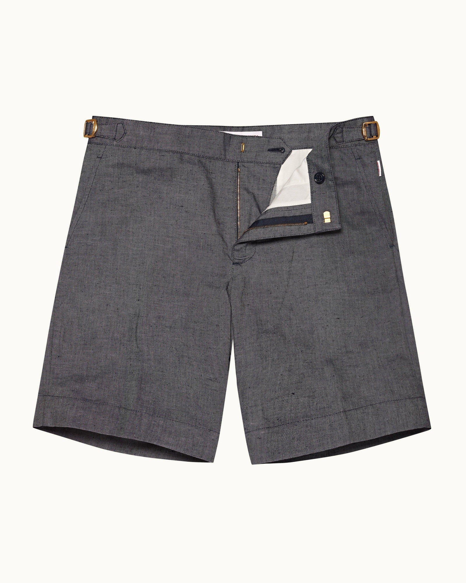 Harrop Linen Navy Two-Tone Effect Tailored Fit Cotton-Linen Shorts | Navy