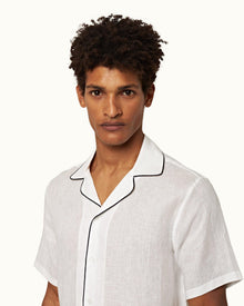 Cloud Capri Collar Contrast Piping Linen Shirt | Cloud