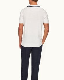 Horton White Tailored Fit Boucle Stitch Polo Shirt | White