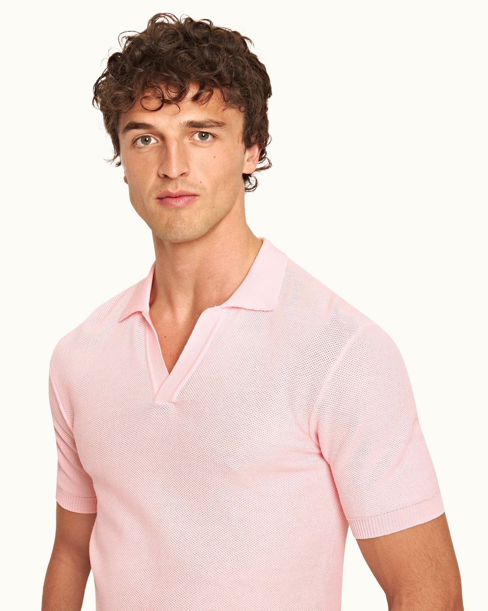 Horton Pique Rose Tailored Fit Pique Stitch Mercerised Cotton Polo Shirt | Rose