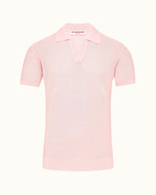 Horton Pique Rose Tailored Fit Pique Stitch Mercerised Cotton Polo Shirt | Rose