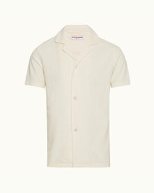 White Sand Relaxed Fit Capri Collar Towelling Shirt | White Sand