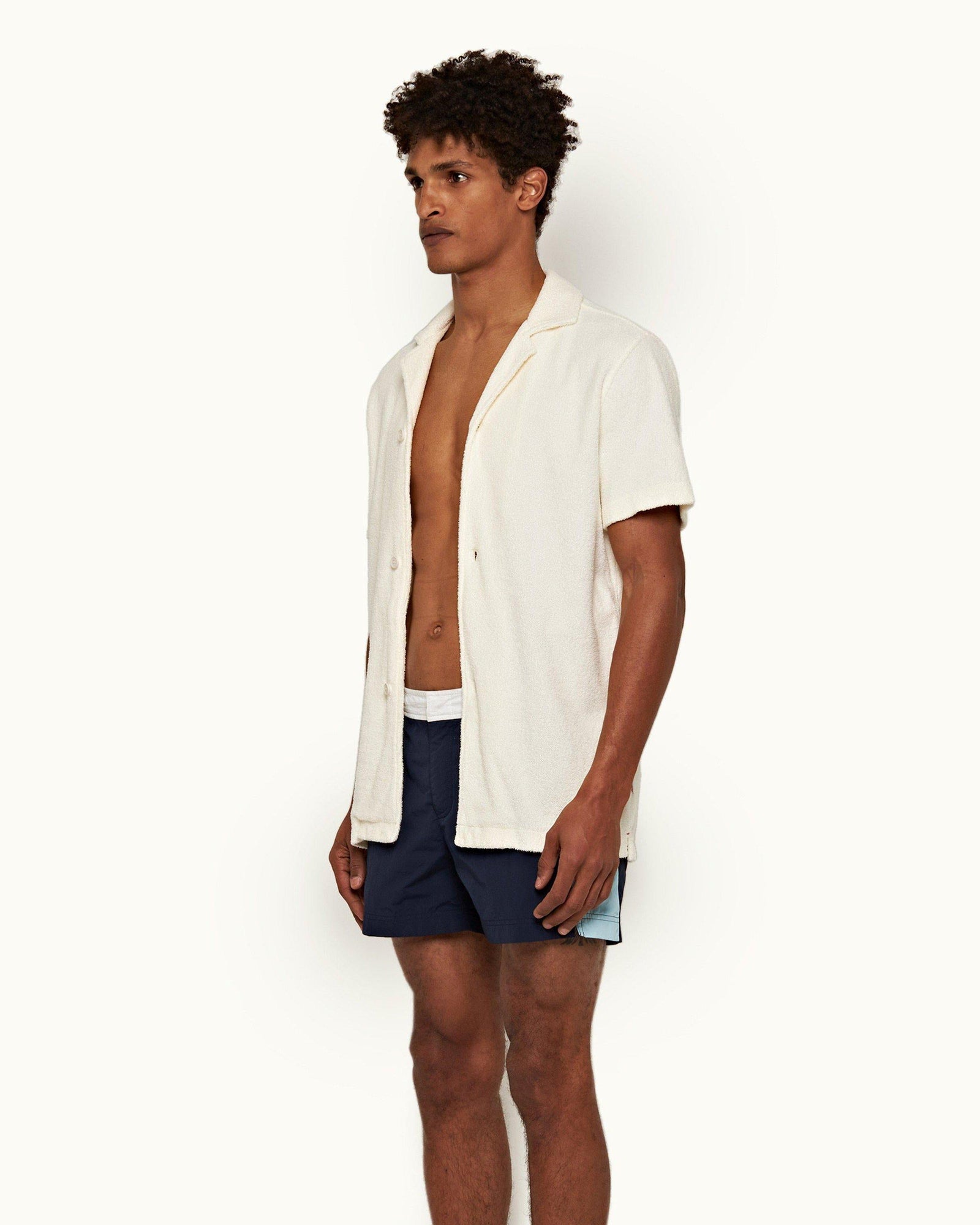 White Sand Relaxed Fit Capri Collar Towelling Shirt | White Sand