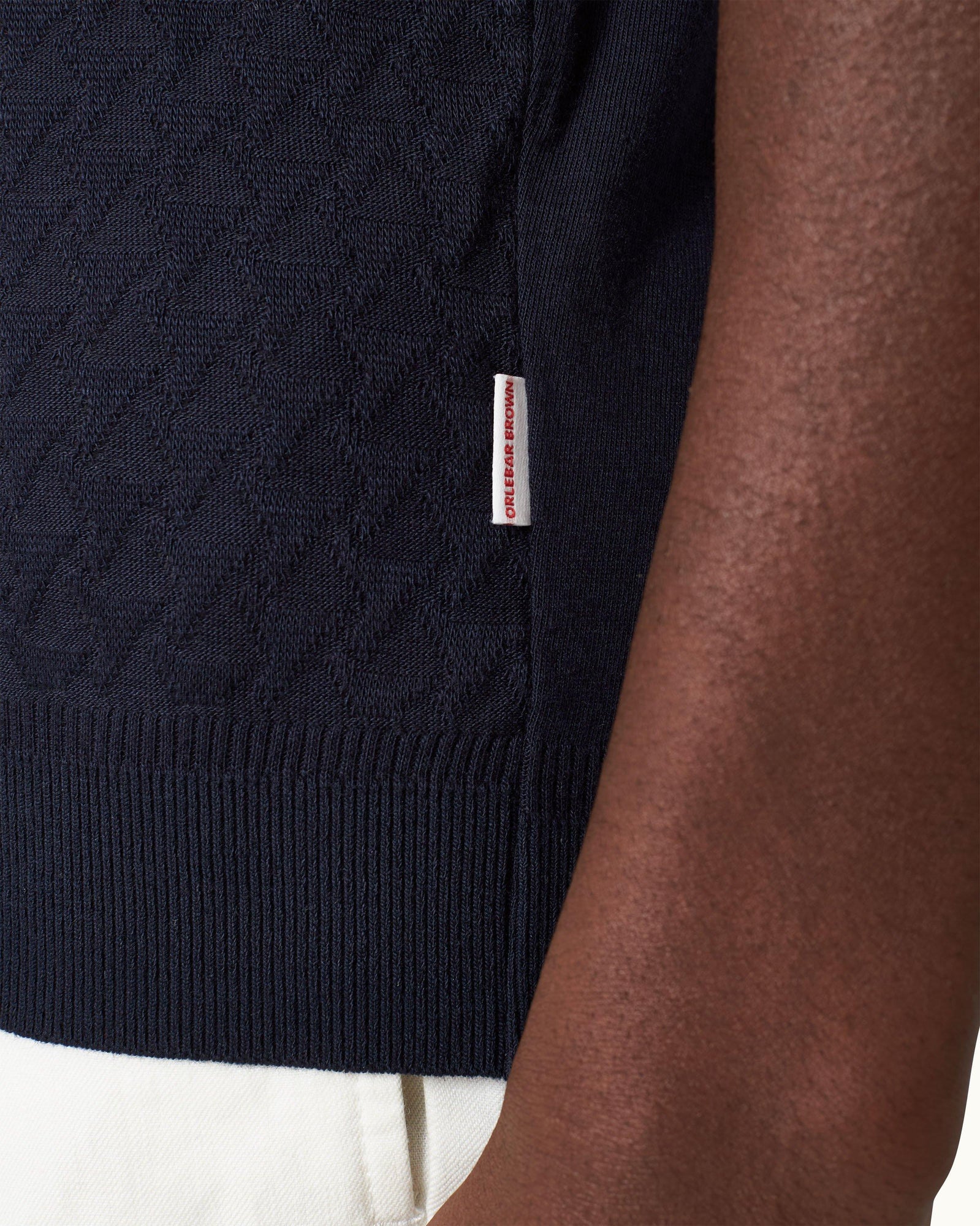 Jarrett Jacquard Classic Fit Jacquard Knitted Rib Cotton-Modal Polo Shirt In Night Iris Blue | Night Iris