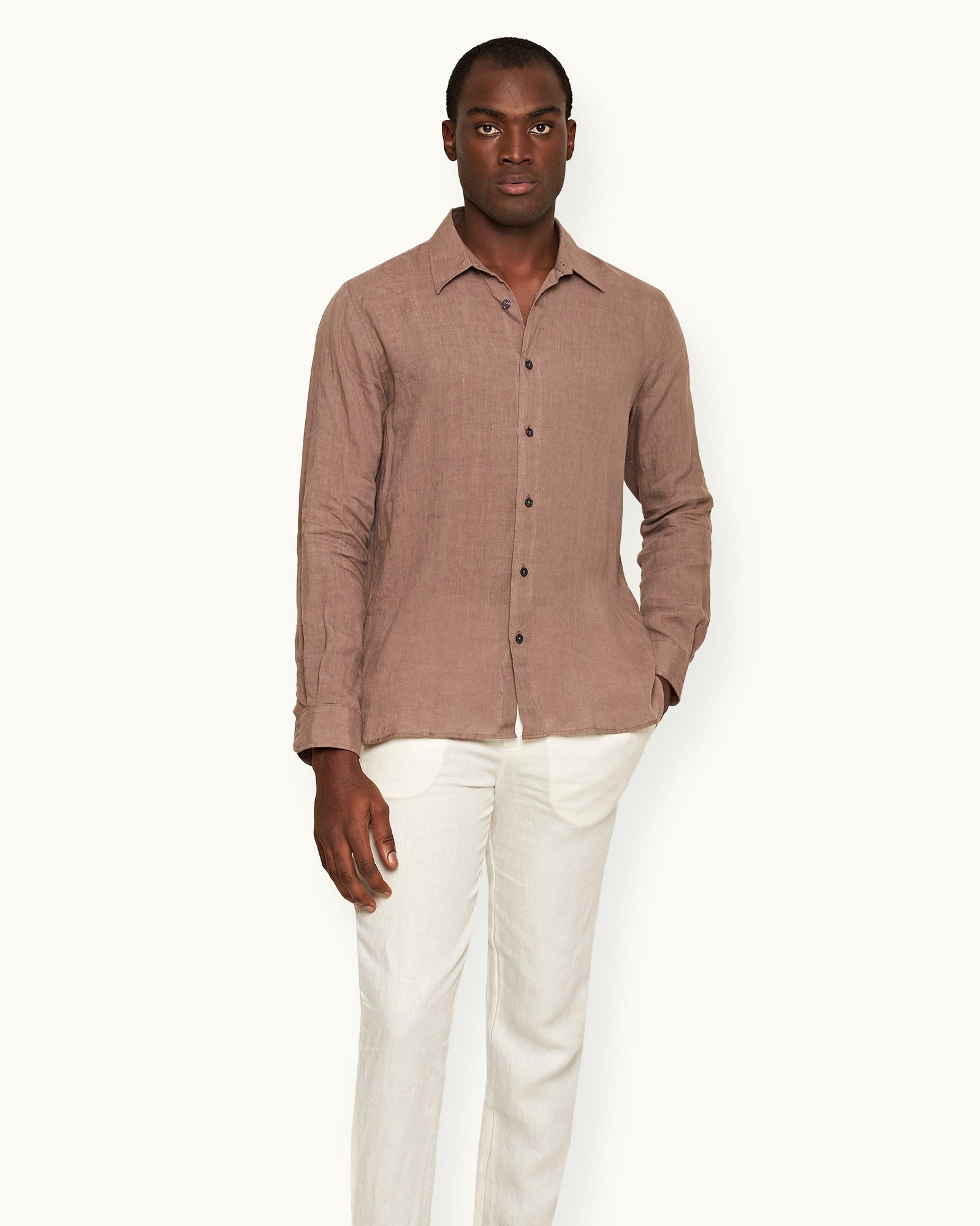 Relaxed Fit Luxury Italian Linen Shirt In Plum Wine Colour | Plum Wine