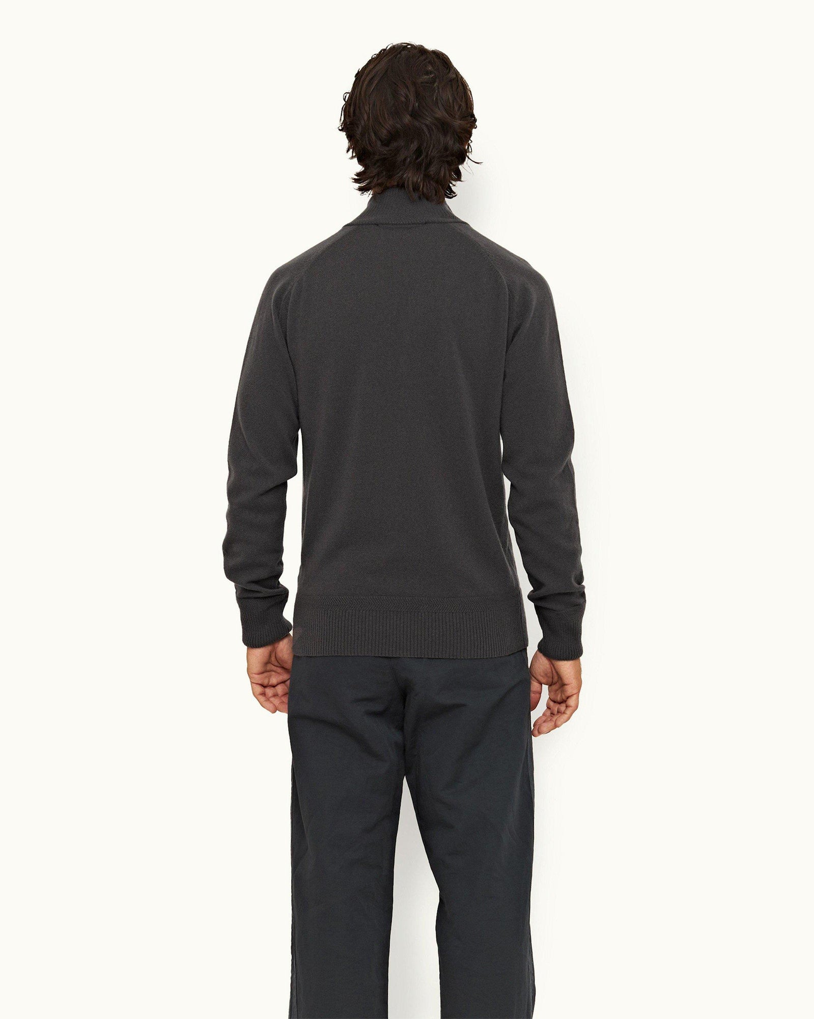 Shadow Classic Fit Funnel Collar Cashmere Knit Jumper | Shadow