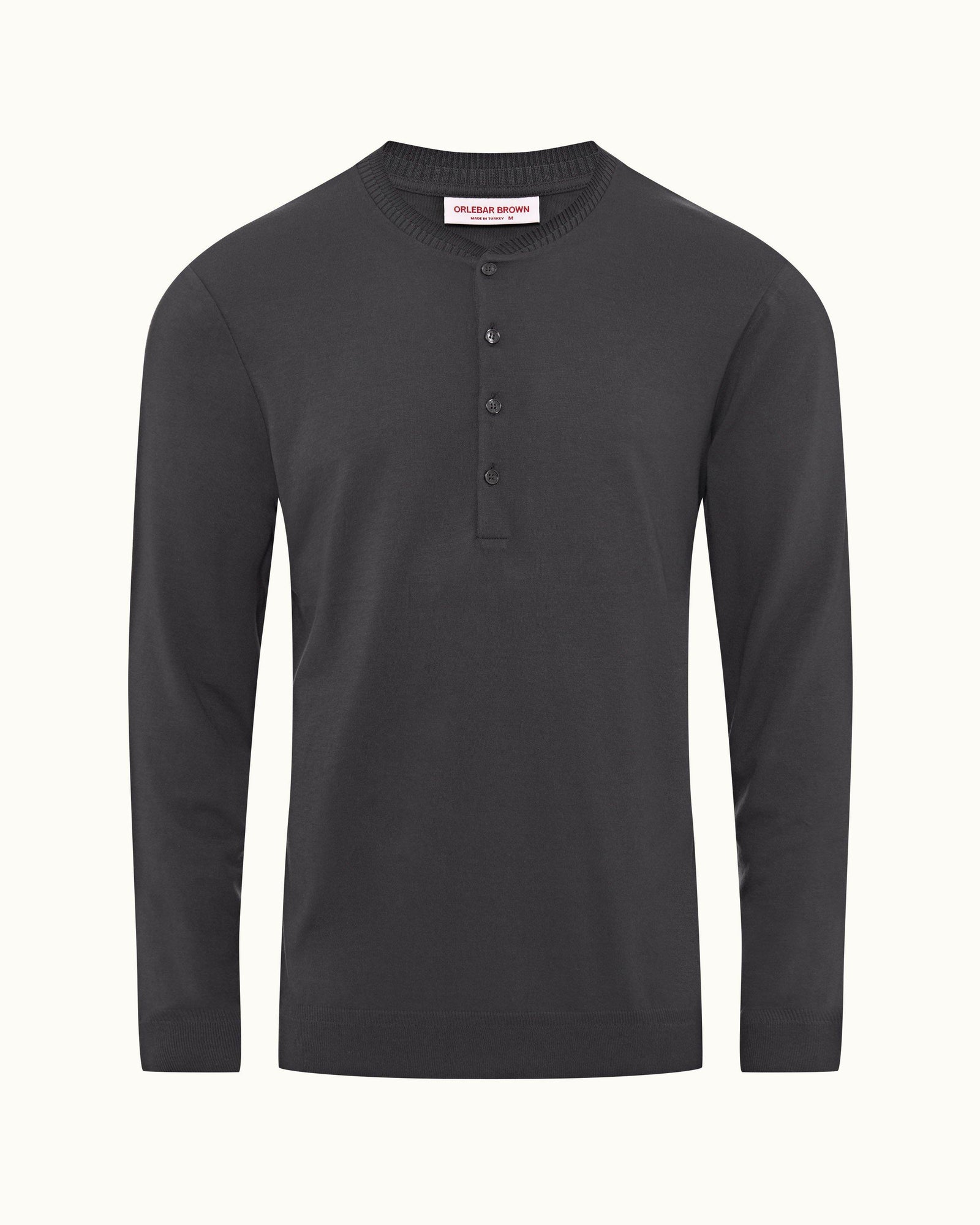 Piranha Grey Classic Fit Long-Sleeve Cotton-Modal T-shirt | Piranha Grey