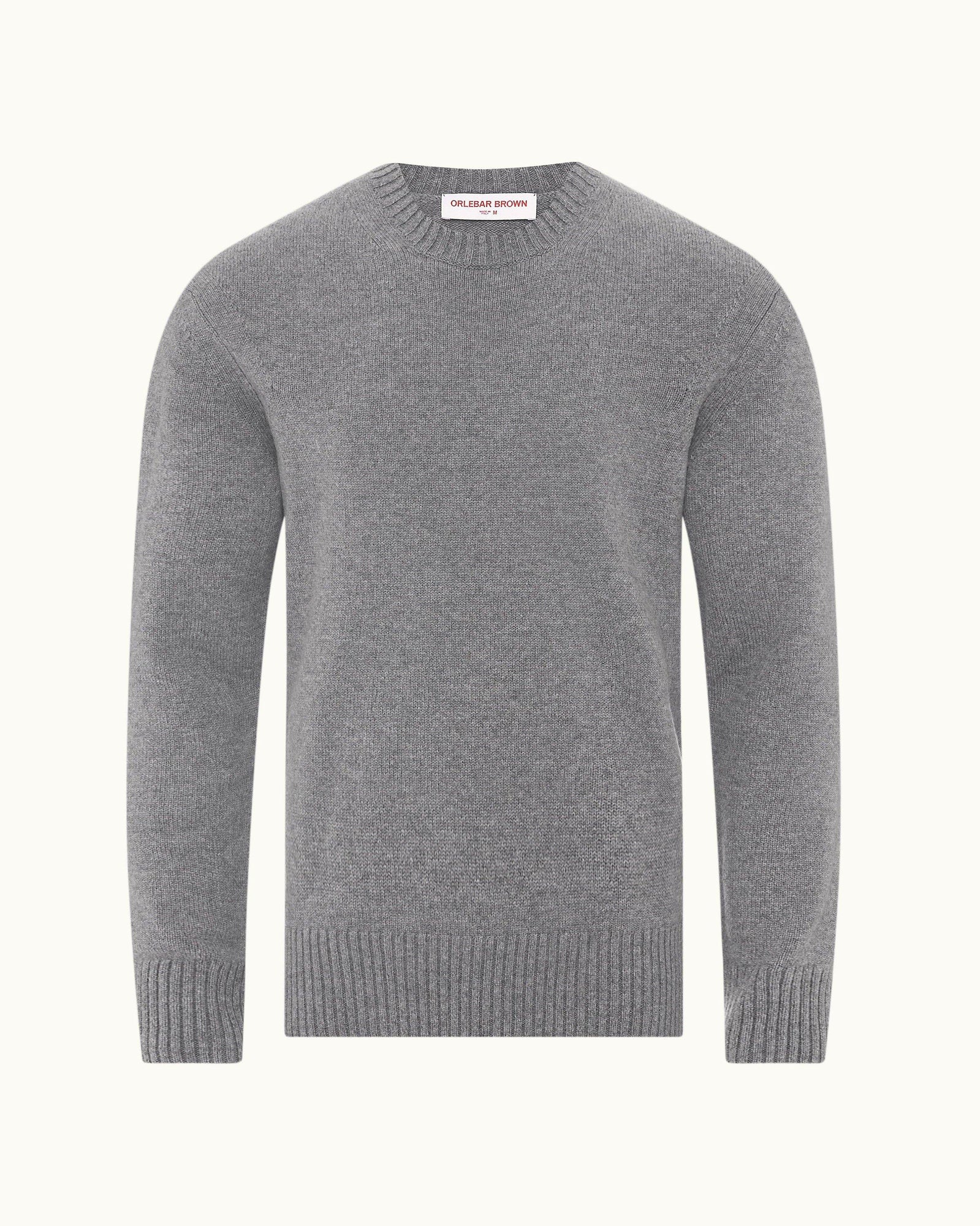 Grey Melange/Sea Mist Stripe Tipping Cashmere Jumper | Grey Melange/Sea Mist