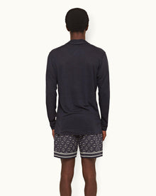 Dark Sapphire/Sea Mist Bandana Relaxed Fit Drawcord Stretch-Cotton Shorts | Dark Sapphire/Sea Mist