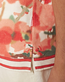 Maitan Blossom Season Print Relaxed Fit Capri Collar Shirt In Red | Red