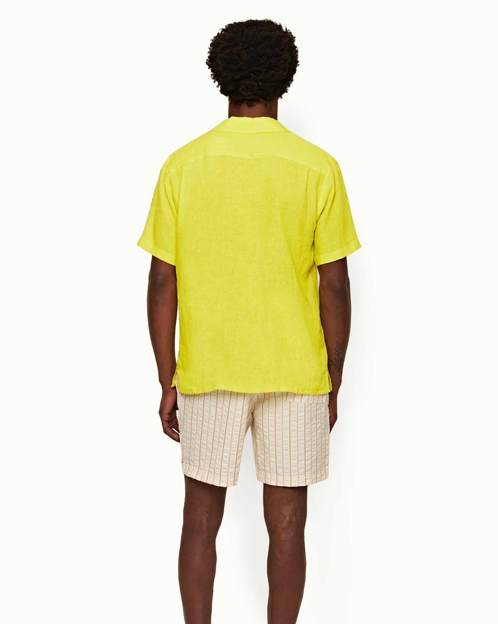 Fluro Capri Collar Laundered Linen Shirt | Fluro