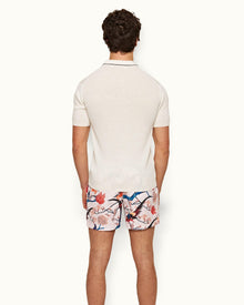 White Sand Tailored Fit Rib Stitch Polo Shirt | White Sand