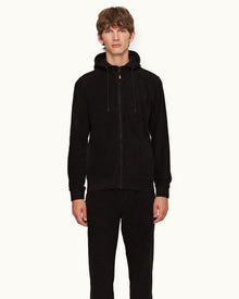 Mathers Black Classic Fit Mixed Texture Hooded Sweatshirt | Black