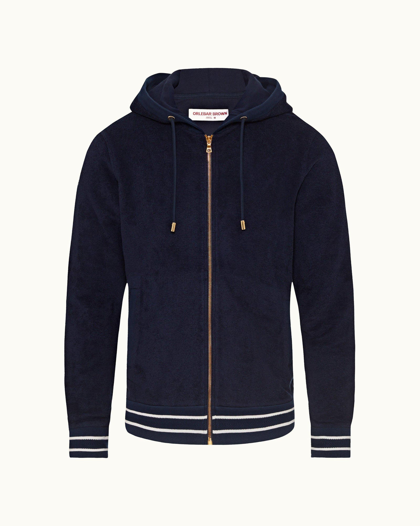 Mathers Towelling Navy Zip-Thru Towelling Hooded Sweatshirt | Navy