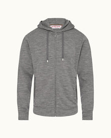 Grey Melange Smart Merino Zip-Thru Hooded Sweatshirt | Grey Melange