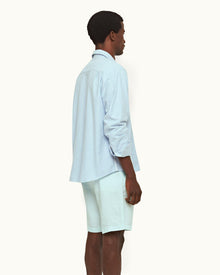 Norwich Linen Clear Sky Tailored Fit Washed Linen Shorts | Clear Sky