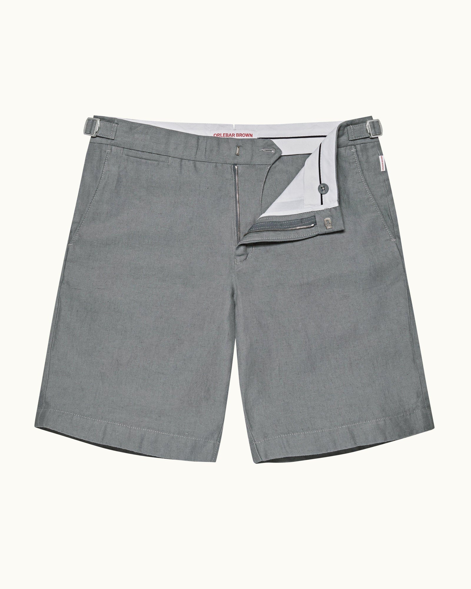Norwich Linen Granite Tailored Fit Washed Linen Shorts | Granite