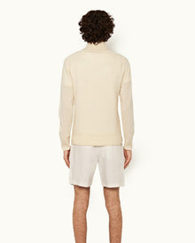 Norwich Linen White Sand Tailored Fit O.B Stripe Linen Shorts | White Sand