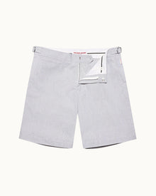 Midnight Navy/White Tailored Fit Cotton Seersucker Shorts | Midnight Navy/White