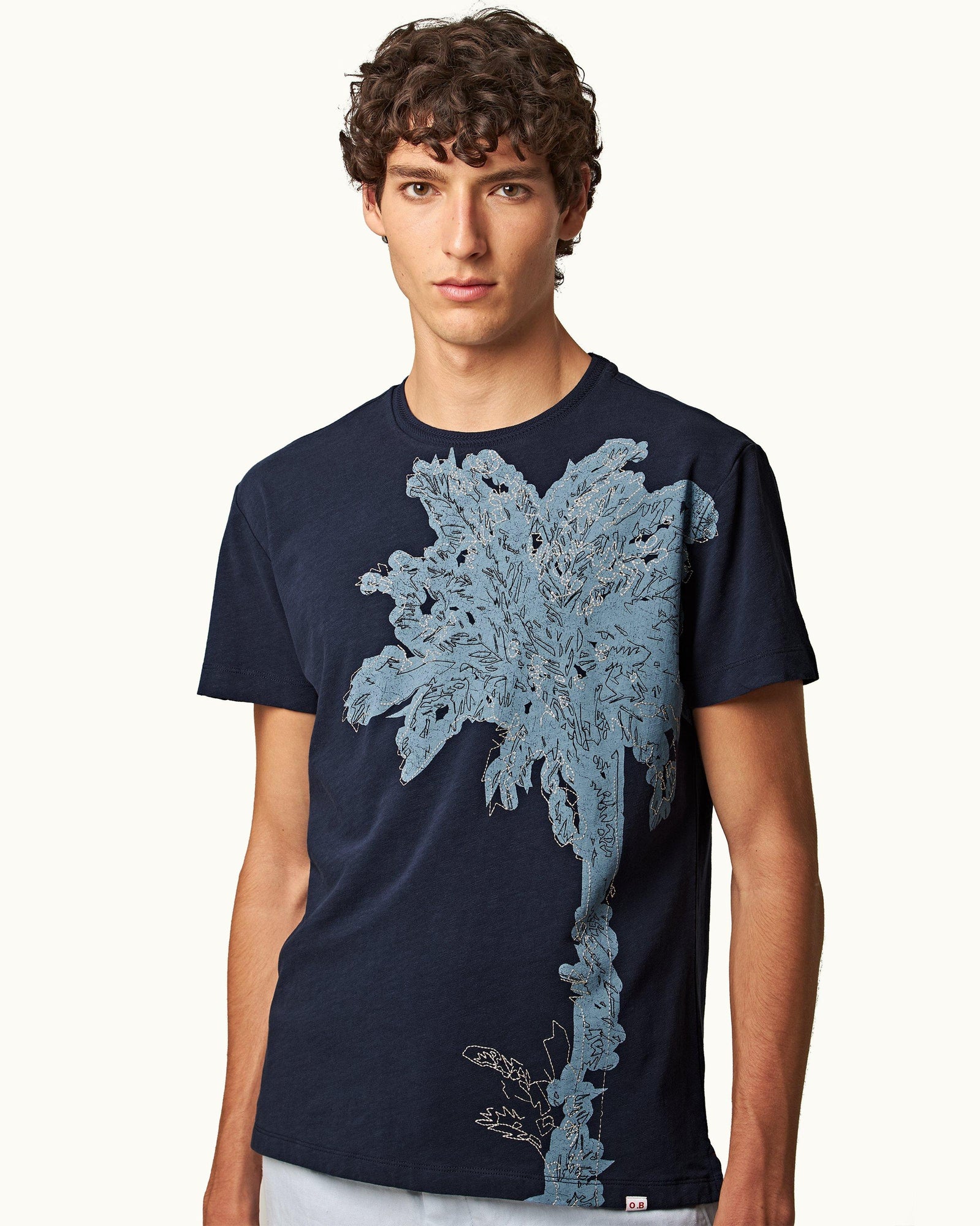 Ob Classic Tee Midnight Navy Embroidery Palm Tree Classic Fit T-shirt | Midnight Navy