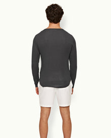 Ob-T Cashmere Piranha Grey Tailored Fit Crewneck Long-Sleeve Cashmere T-shirt | Piranha Grey