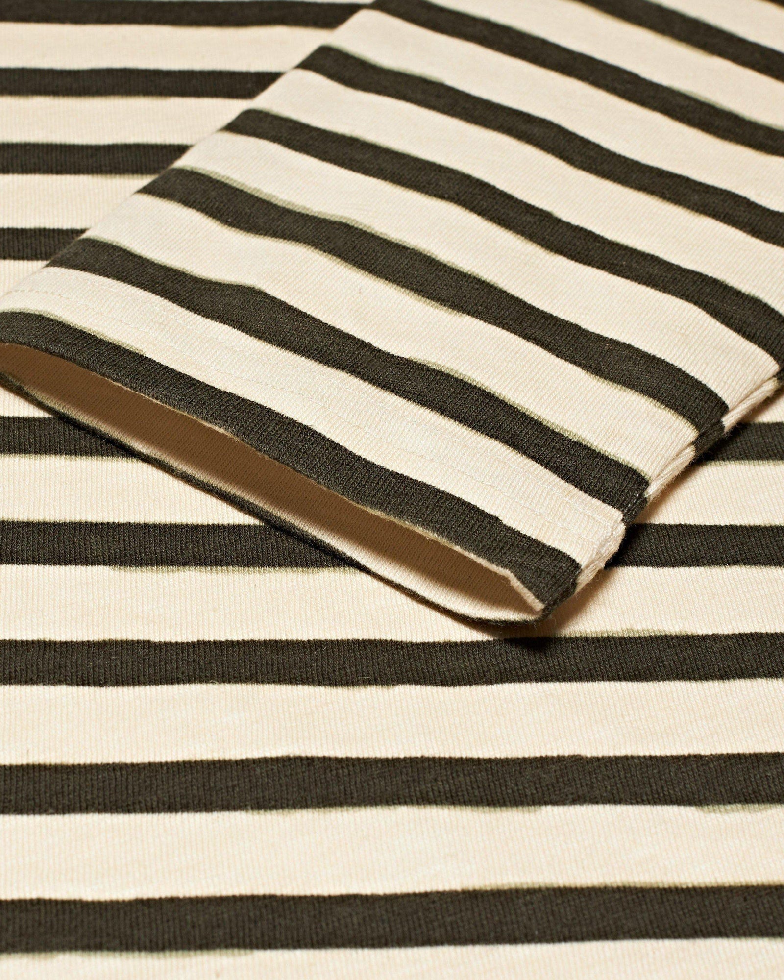 Cloud/Forest Night Stripe Tailored Fit Long-Sleeve Crew Neck T-shirt | Cloud/Forest Night