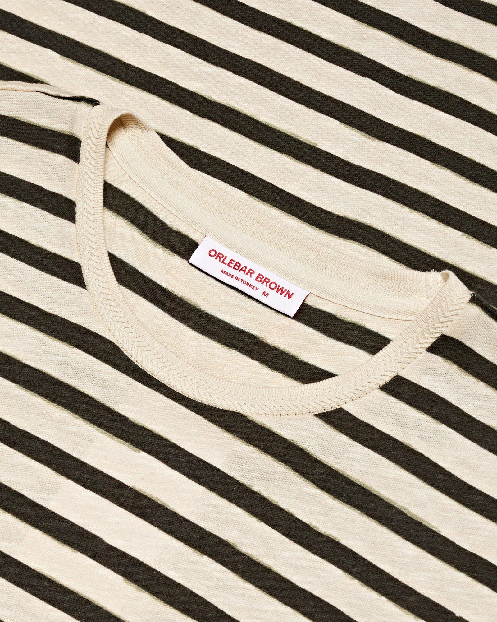 Cloud/Forest Night Stripe Tailored Fit Long-Sleeve Crew Neck T-shirt | Cloud/Forest Night