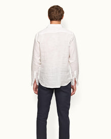 Percy White Classic Collar Overhead Linen Shirt | White